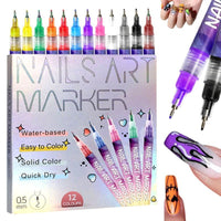 12-Color Nail Art Marker Pen Set