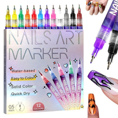 12-Color Nail Art Marker Pen Set