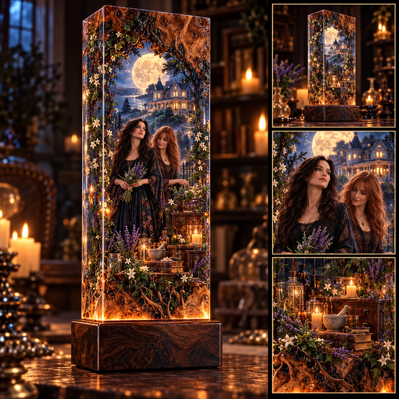 Botanical Witch Story Cube Resin Lamp