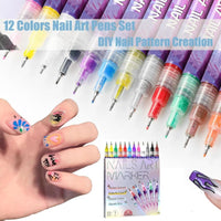 12-Color Nail Art Marker Pen Set