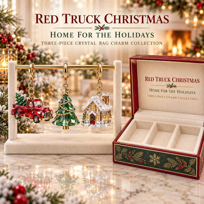 Red Truck Christmas Bag Charm Set