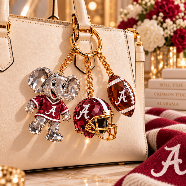 Alabama Football Fan Bag Charm Set - On Bag