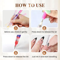 12-Color Nail Art Marker Pen Set