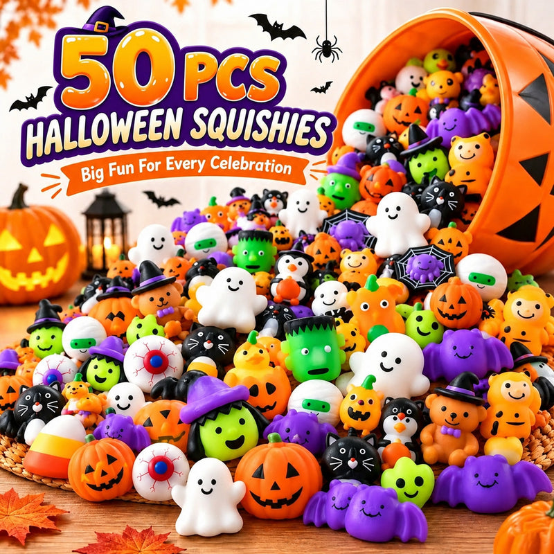 Halloween Mochi Squishy Toys - 50 Pieces